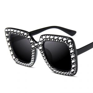 Oversize okulary najwyższej Rhinestone luksusowy gatunku projektanta okulary przeciwsłoneczne dla kobiet plac odcienie kobiety moda OKULARY W STYLU RETRO