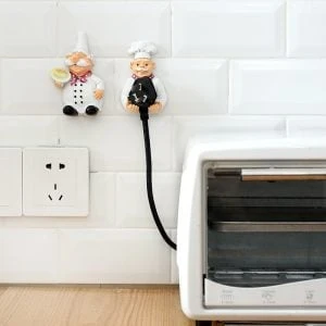 Cute Cartoon Kitchen Room Resin Power Cord Socket Storage Rack Sticky Hooks Bracket Plug Sockets Wall Hanger Hot Sale