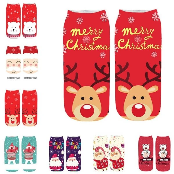 High Quality Women's Socks 3D Cartoon Funny Christmas Socks Crazy Cute Amazing Novelty Print Ankle Sock Comfortable Meias Soxs
