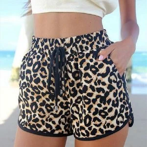 Moda lato kobiety Leopard Print spodnie europejska i amerykańska urocze Sexy panie na co dzień krótkie spodenki Feminino