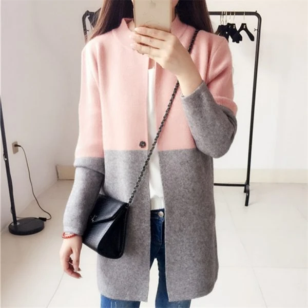 4c59bca175cc960177dec032ef1d6446854b7d37.jpg 2018 Jesień Knitting Luźne damska Cardigans Patchwork Długim Rękawem Proste skoczek kobiet sweter Swetry Korea Style Płaszcze # Y5