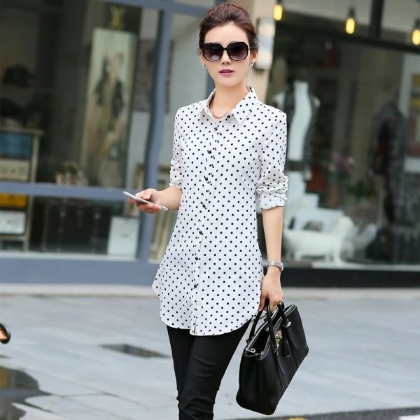 New Fashion Drukuj Bluzki Kobiety Długie Style Koszule 2018 Bawełna Panie Bluzki Z Długim Rękawem Blusas Femininas Plus Size Odzież Kobiet