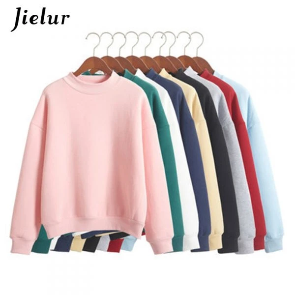 Hurtownie M-XXL Śliczne Kobiety Bluzy Pullover 9 kolory 2017 Jesień Płaszcz Zimowy Luźne Polar Gruba Dzianina Bluza Kobiet