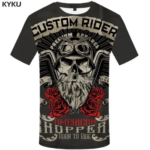 KYKU Motocykl Marki T Koszula Punk T-shirt Rycerz Koszulki 3d T koszula Mężczyzna Dorywczo Rocka Rocznika Hip Hop Lato Tee Top Homme ubrania