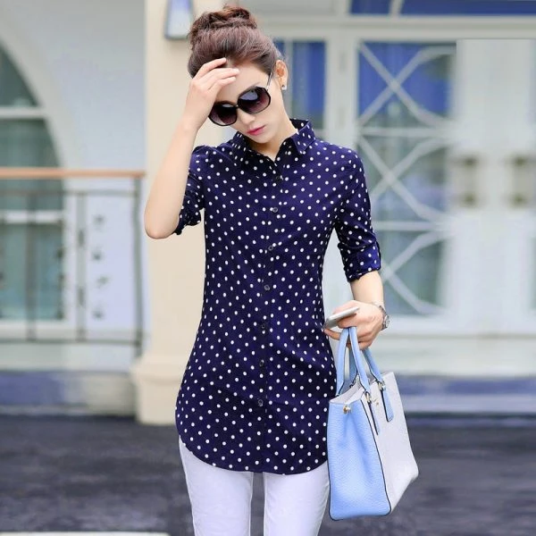 New Fashion Drukuj Bluzki Kobiety Długie Style Koszule 2018 Bawełna Panie Bluzki Z Długim Rękawem Blusas Femininas Plus Size Odzież Kobiet