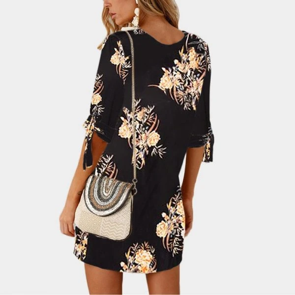 2018 Kobiety Lato Sukienka Boho Styl Kwiatowy Print Szyfonowa Sukienka Plaża Tunika Sundress Loose Mini sukienka na imprezę Vestidos Plus Rozmiar 5XL